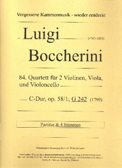 Cover Quartett C-Dur Nr.84 op.58,1 G242 für 2 Violinen, Viola und Violoncello Partitur und Stimmen