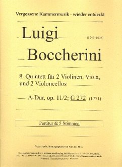 Cover Quintett A-Dur Nr.8 op.11,2 G272 für 2 Violinen, Viola und 2 Violoncelli Partitur und Stimmen