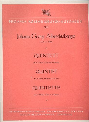 Quintett für 3 Violinen, Viola und Violoncello (auch chorisch zu besetzen) 6 Stimmen Quintett für 3 Violinen, Viola und Violoncello (auch chorisch zu besetzen) 6 Stimmen