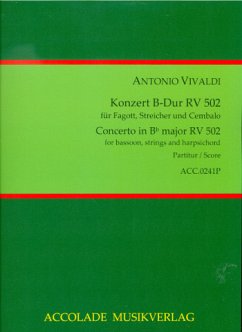 Cover Konzert B-Dur RV502 für Fagott, Streicher und Bc Partitur