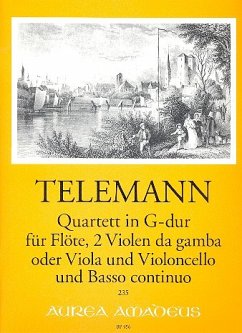 Quartett G-Dur für Flöte, 2 Violen da gamba (Viola,Violoncello) und Bc Partitur (=Klavier) und Stimmen