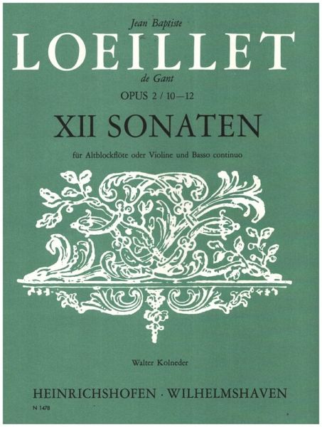12 Sonaten op.2 Band 4 (Nr.10-12) für Altblockflöte (Vl) und bc 12 Sonaten op.2 Band 4 (Nr.10-12) für Altblockflöte (Vl) und bc