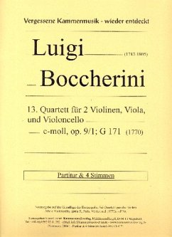 Cover Quartett c-Moll Nr.13 op.9,1 G171 für 2 Violinen, Viola und Violoncello Partitur und Stimmen