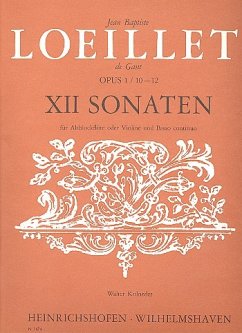 Cover 12 Sonaten op.1 Band 4 (Nr.10-12) für Altblockflöte und Bc