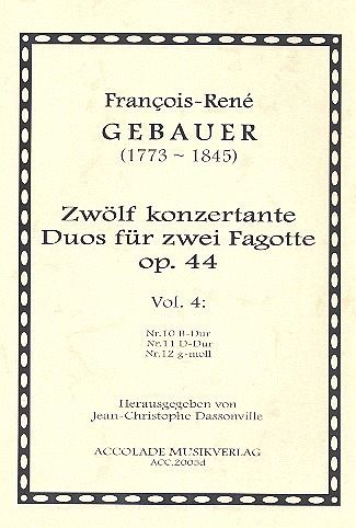 12 duos concertants op.44 Band 4 (Nr.10-12) für 2 Fagotte Partitur und Stimmen