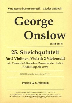 Cover Quintett f-Moll Nr.25 op.61 für 2 Violinen, Viola und 2 Violoncello (Kontrabass und Violoncello) Partitur und 6 Stimmen