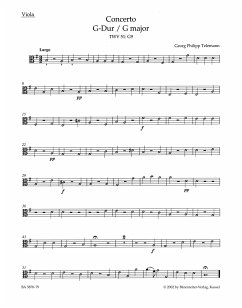 Cover Konzert G-Dur TWV51:G9 für Viola und Streichorchester Viola