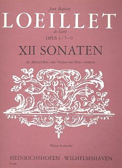 Cover 12 Sonaten op.3 Band 3 (Nr.7-9) für Altblockflöte (Violine) und Bc