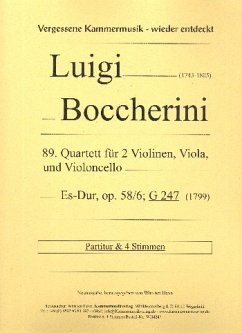 Cover Quartett Es-Dur Nr.89 op.58,6 G247 für 2 Violinen, Viola und Violoncello Partitur und Stimmen