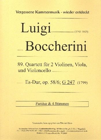 Quartett Es-Dur Nr.89 op.58,6 G247 für 2 Violinen, Viola und Violoncello Partitur und Stimmen Quartett Es-Dur Nr.89 op.58,6 G247 für 2 Violinen, Viola und Violoncello Partitur und Stimmen