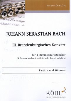 Cover Brandenburgisches Konzert Nr.3 für 4-stimmiges Flöten-Ensemble Partitur und Stimmen