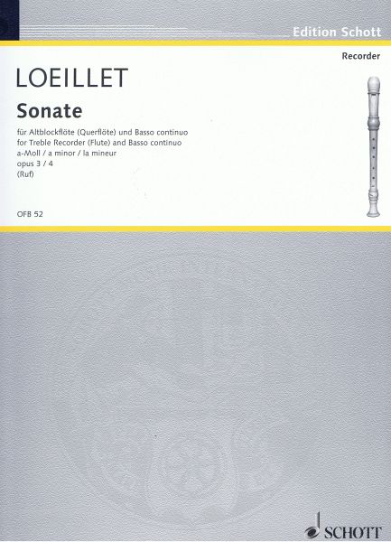 Sonate a-Moll op.3,4 für Altblockfloete (Flöte) und Bc ruf, hugo, ed