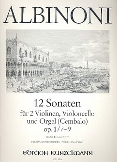 12 Sonaten op.1 Band 3 (Nr.7-9) für 2 Violinen, Violoncello und Orgel (Cembalo), Stimmen 12 Sonaten op.1 Band 3 (Nr.7-9) für 2 Violinen, Violoncello und Orgel (Cembalo), Stimmen