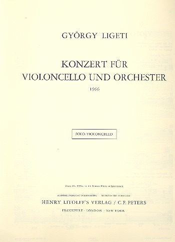 Konzert für Violoncello und Orchester Violoncello solo