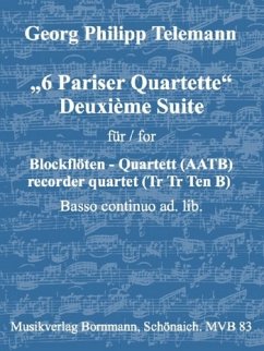 Deuxičme Suite aus 6 Pariser Quartette für 4 Blockflöten (AATB) und Bc ad lib.