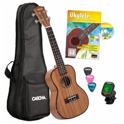 Cover Ukulele-Set Premium Mahagoni für Konzert-Ukulele (dt) (Buch +Audio Online +Instrument +Tasche +3 Picks +Tuner)