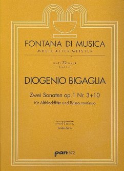 Sonate B-Dur op.1,3 und Sonate B-Dur op.1,10 für Altblockflöte und Bc