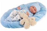Babypuppe Nico mit Kissen blau 40cm