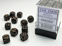 Opaque 12mm d6 Black/gold Dice Block (36 dice)