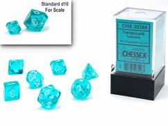 Cover Translucent Mini-Polyhedral Teal/white 7-Die Set