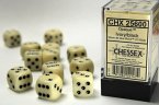 Opaque 16mm d6 Ivory/black Dice Block (12 dice)