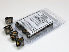 Opaque Black/gold Set of Ten d10s