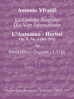 Cover Konzert op.8,3 RV293 aus Die vier Jahreszeiten für 4 Blockflöten (AATB) Partitur und Stimmen