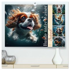 Badespaß - Hunde unter Wasser (hochwertiger Premium Wandkalender 2025 DIN A2 quer), Kunstdruck in Hochglanz