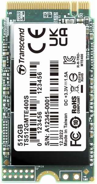 Transcend SSD MTE400S 512GB NVMe PCIe Gen3x4 3D