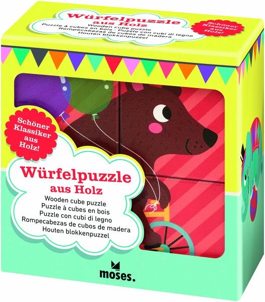 Würfelpuzzle aus Holz - Zirkusfreunde