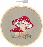 Stickpackung Vorgezeichnet, Shroom kleine Pilze, inkl. Stickring Ø 10 cm