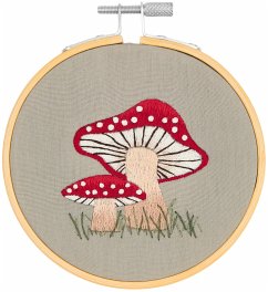 Cover Stickpackung Vorgezeichnet, Shroom kleine Pilze, inkl. Stickring Ø 10 cm