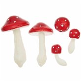 Deko-Pilze, Polystyrol, Rot/Weiß, 7,5 - 14 cm x 3 - 7,8 cm, 5 Stk