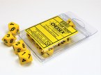 Opaque Yellow/black Set of Ten d10s