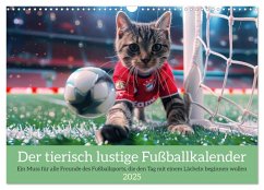 Der tierisch lustige Fußballkalender (Wandkalender 2025 DIN A3 quer), CALVENDO Monatskalender