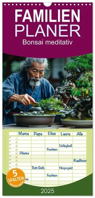 Familienplaner 2025 - Bonsai meditativ mit 5 Spalten (Wandkalender, 21 x 45 cm) CALVENDO