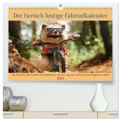 Der tierisch lustige Fahrradkalender (hochwertiger Premium Wandkalender 2025 DIN A2 quer), Kunstdruck in Hochglanz