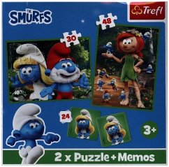 Cover 2 in 1 Puzzles + Memo - Die Schlümpfe haben Spaß