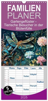 Familienplaner 2025 - Gartengeflüster - Tierische Besucher in der Blütenfülle mit 5 Spalten (Wandkalender, 21 x 45 cm) CALVENDO