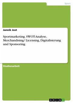 Sportmarketing. SWOT-Analyse, Merchandising/ Licensing, Digitalisierung und Sponsoring - Jost, Jannik