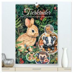 Tierkinder - Niedliche illustrierte Wildtiere in Wald und Flur (hochwertiger Premium Wandkalender 2025 DIN A2 hoch), Kunstdruck in Hochglanz - Frost, Anja