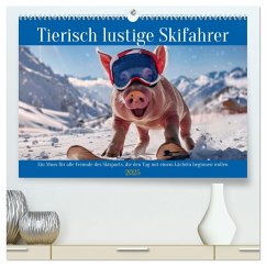 Tierisch lustige Skifahrer (hochwertiger Premium Wandkalender 2025 DIN A2 quer), Kunstdruck in Hochglanz