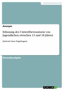 Image of Erfassung des Umweltbewusstsein von Jugendlichen zwischen 13 und 18 Jahren (eBook, PDF)