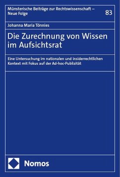 Die Zurechnung von Wissen im Aufsichtsrat - Tönnies, Johanna Maria