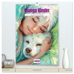 Manga Kinder - Unerschütterliche Tierliebe (hochwertiger Premium Wandkalender 2025 DIN A2 hoch), Kunstdruck in Hochglanz - Brunner-Klaus, Liselotte