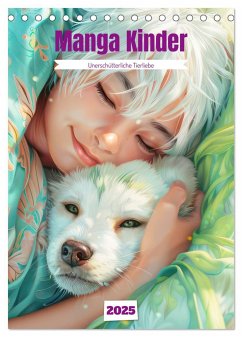 Manga Kinder - Unerschütterliche Tierliebe (Tischkalender 2025 DIN A5 hoch), CALVENDO Monatskalender - Brunner-Klaus, Liselotte