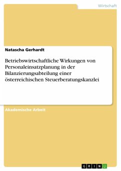 Betriebswirtschaftliche Wirkungen von Personaleinsatzplanung in der Bilanzierungsabteilung einer österreichischen Steuerberatungskanzlei (eBook, PDF) Betriebswirtschaftliche Wirkungen von Personaleinsatzplanung in der Bilanzierungsabteilung einer österreichischen Steuerberatungskanzlei (eBook, PDF)