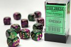 GeminiŽ 16mm d6 Green-Purple/gold Dice Block (12 dice)