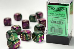 GeminiŽ 16mm d6 Green-Purple/gold Dice Block (12 dice)