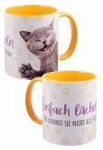 mug - Katze -lächeln -inner yellow